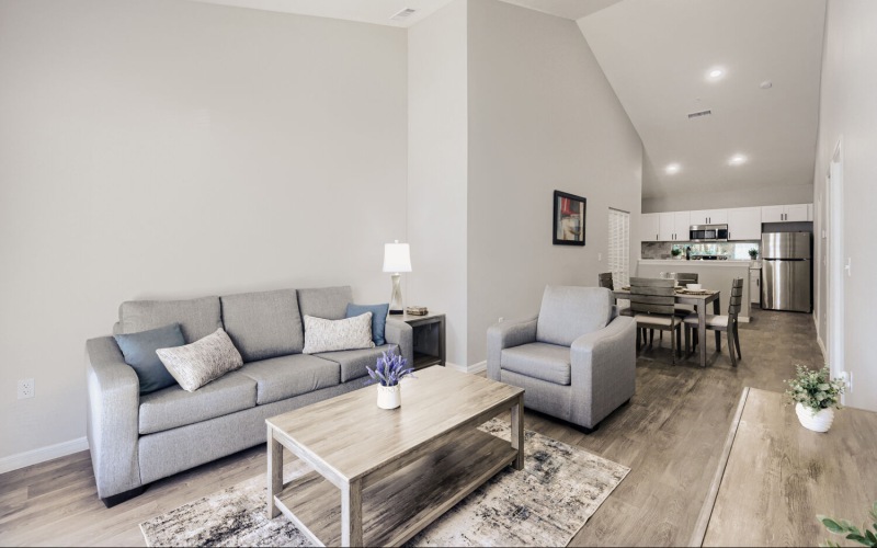 Open space living area with natural lighting